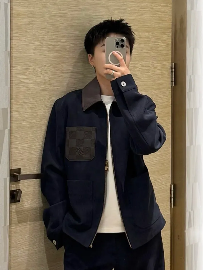 Louis Vuitton/Louis Vuitton checkerboard leather pocket blend work jacket